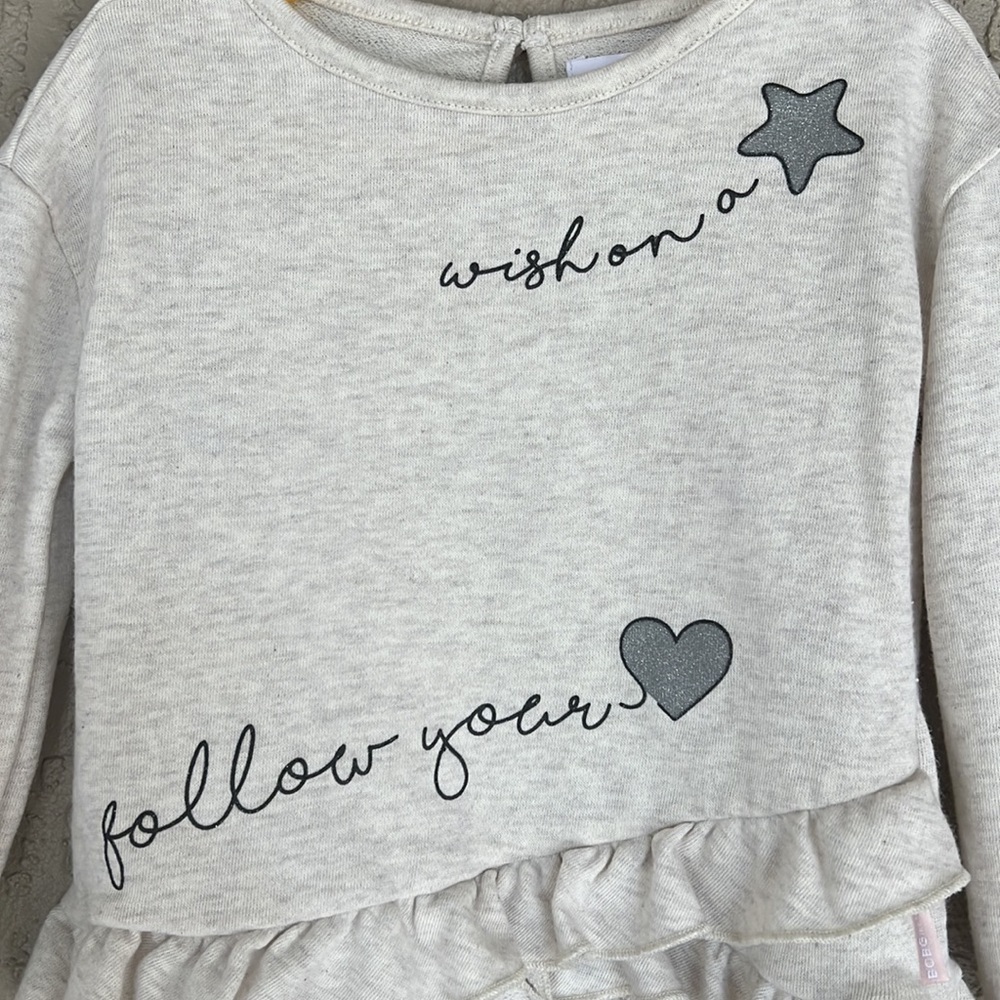 BCBGirls Wish On A Star Ruffle Hem Graphic Sweatshirt Top 3T - Picture 2 of 9